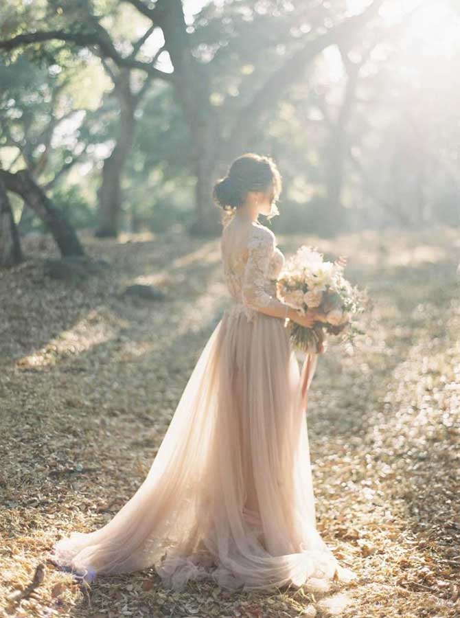 beige wedding dress